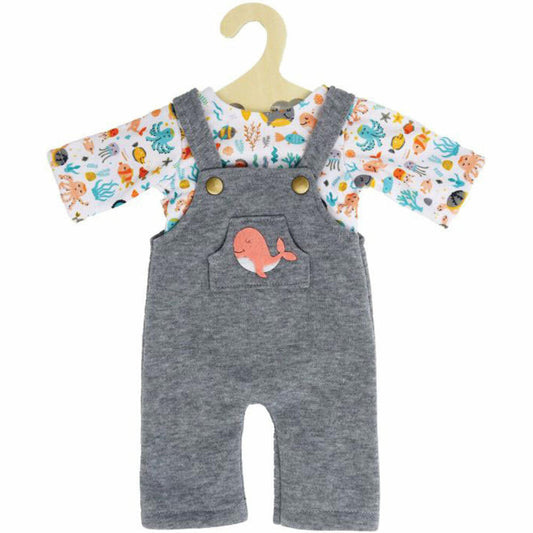 Heless doll dungarees with T-shirt whale Bobby, size 35-45 cm