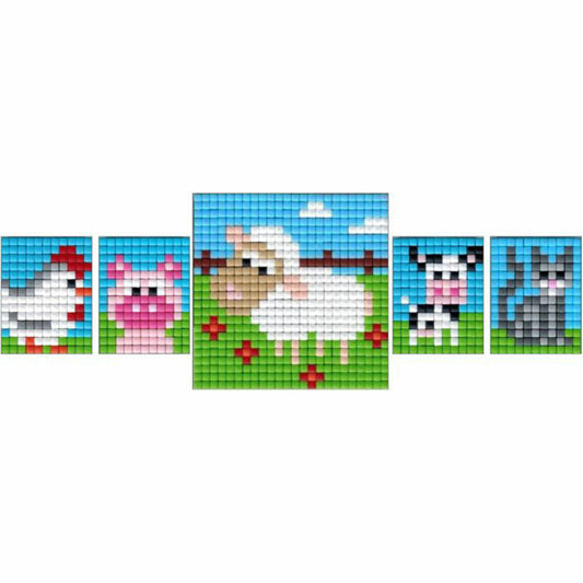 Pracht Pixel Craft Set 18 Chicken, Pig, Cow, Cat, Sheep