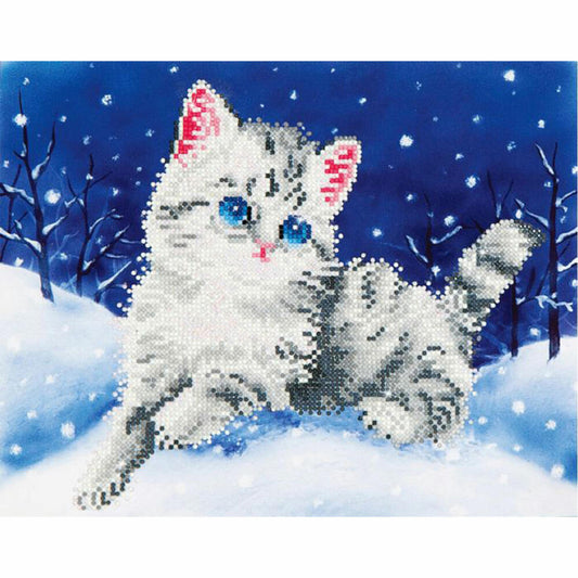 Diamond Dotz Cat in the Snow, Diamond Painting, Creative Set, Painting with Diamonds, from 8 years, 35.5 x 27.9 cm, DD5-006