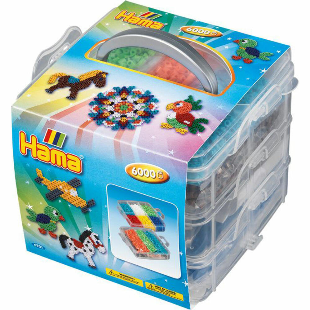 Hama iron-on bead storage box small with 6,000 beads and 3 pegboards