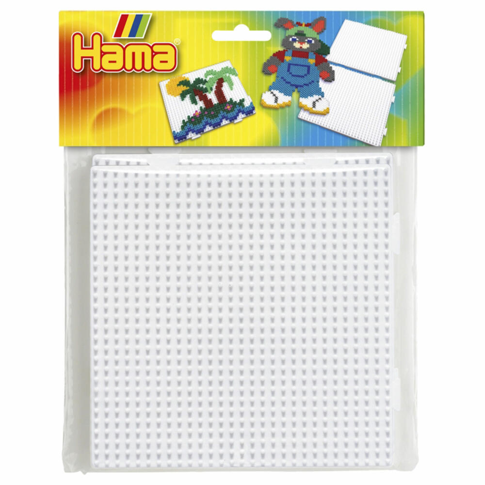 Hama Pegboards, Set of 2, for Iron-On Beads, Plates, Squares, Plate, Craft Accessories, 4458
