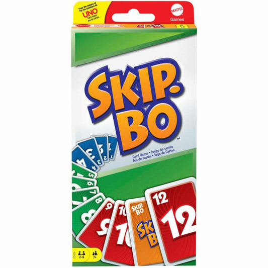 Mattel Skip-Bo, card game, board game, family game, ages 7 and up, 52370