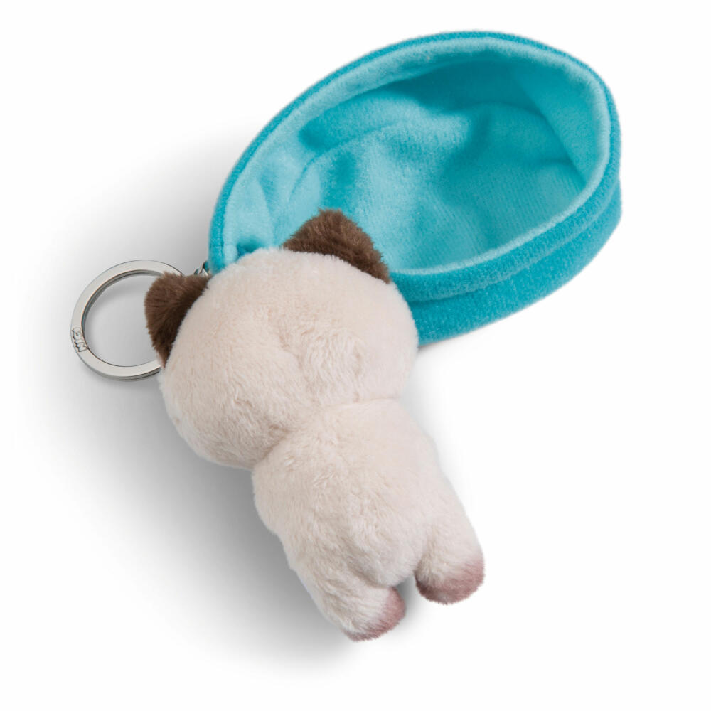 NICI Sleeping Pets Katze Siam Schlüsselanhänger, Schlüssel Anhänger, Glücksbringer, 8 cm, 48838