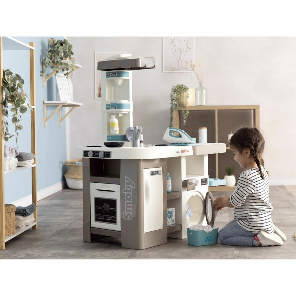 Smoby Tefal Spielküche Studio + Waschsalon, Kinderküche, Spielzeugküche, Waschmaschine, 7600311050