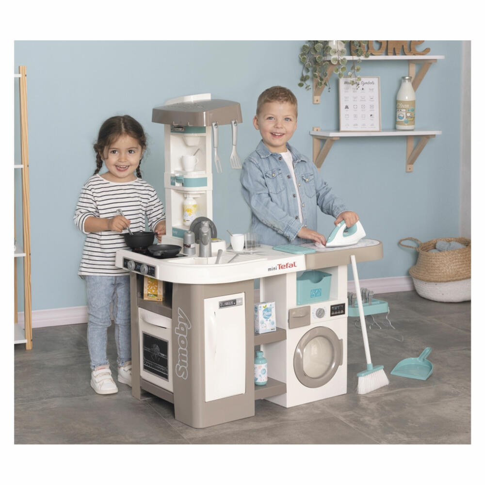 Smoby Tefal Spielküche Studio + Waschsalon, Kinderküche, Spielzeugküche, Waschmaschine, 7600311050