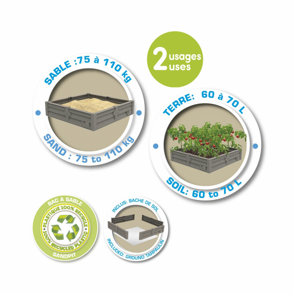 Smoby Sandkasten Square Garden, Pflanzbeet, Gemüsegarten, Kinder, Spielzeug, 7600850208