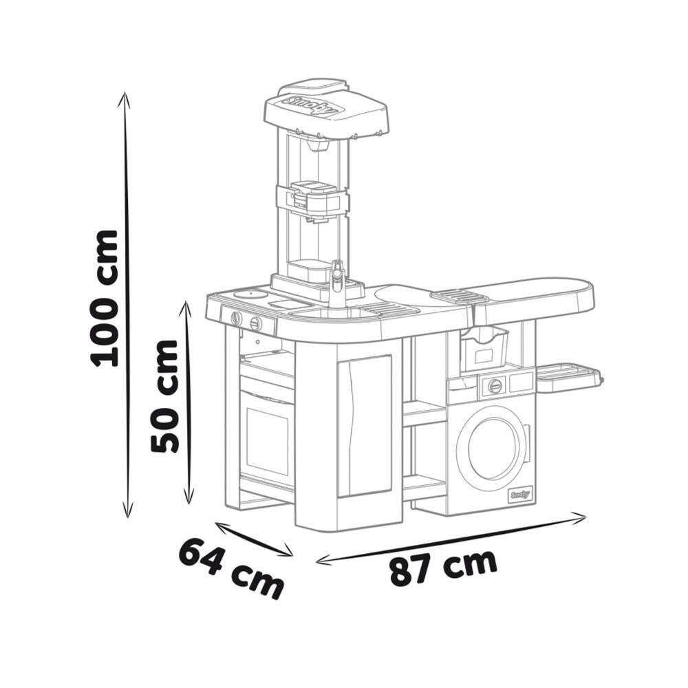 Smoby Tefal Spielküche Studio + Waschsalon, Kinderküche, Spielzeugküche, Waschmaschine, 7600311050