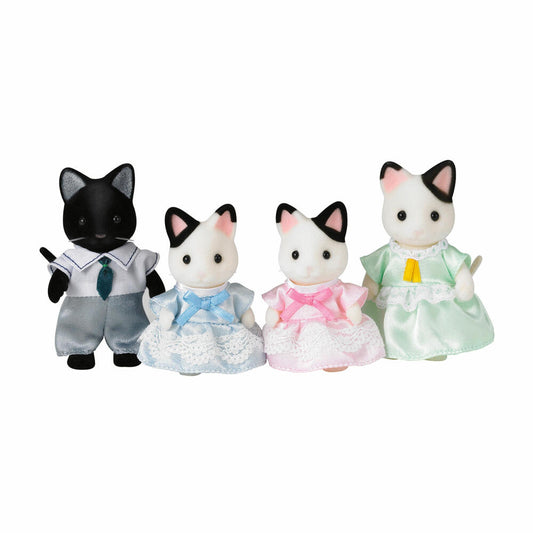 Sylvanian Families Tuxedo Katzen Familie Schwarzohr Mutter, Vater, Kind, Katzenfamilie, Figuren, L5181