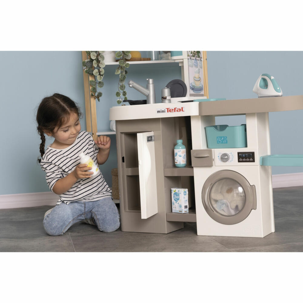 Smoby Tefal Spielküche Studio + Waschsalon, Kinderküche, Spielzeugküche, Waschmaschine, 7600311050