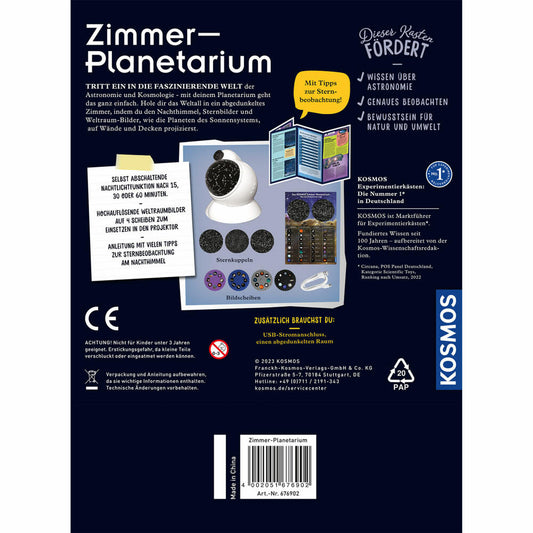 KOSMOS Zimmer-Planetarium, Sternenhimmel, Sternen Projektor, Sternenkarte, ab 8 Jahren, 676902