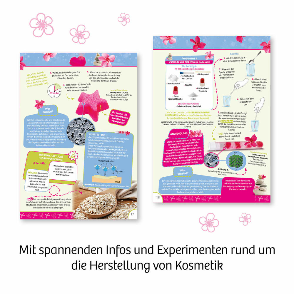 KOSMOS Kosmetik-Studio, Experimentierkasten, DIY, Badesalz, Peeling, Pflegeprodukte, Kinder, ab 8 Jahren, 671563