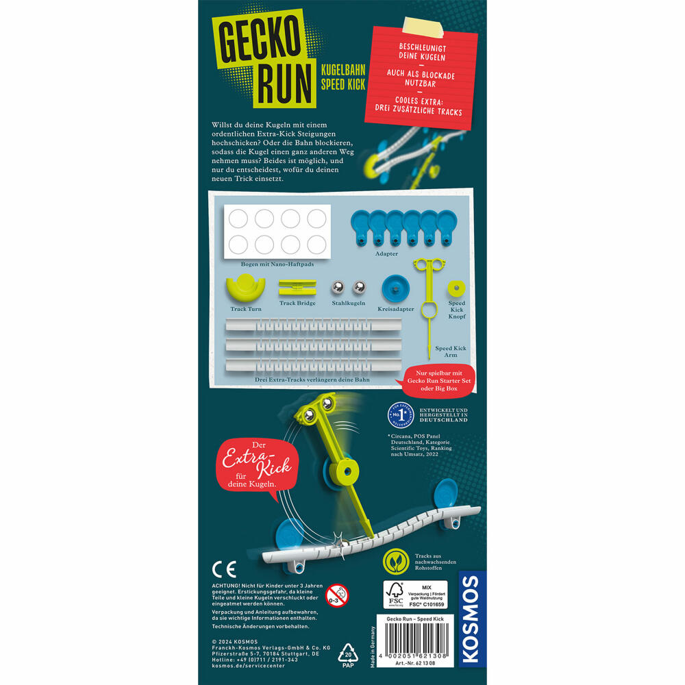 KOSMOS Gecko Run Speed ​​Kick extension, addition, marble run, accessories, from 8 years, 621308