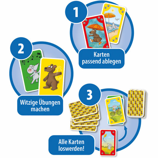 Schmidt Spiele Mauseschlau &amp; Bärenstark Movement-Mau Mau, children's game, card game, from 3 years, 75058