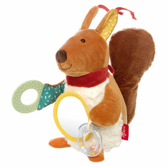 sigikid PlayQ Active Squirrel Yellow, Soft Toy, Baby Toy, Grasping Toy, Toy, Polyester, 43022