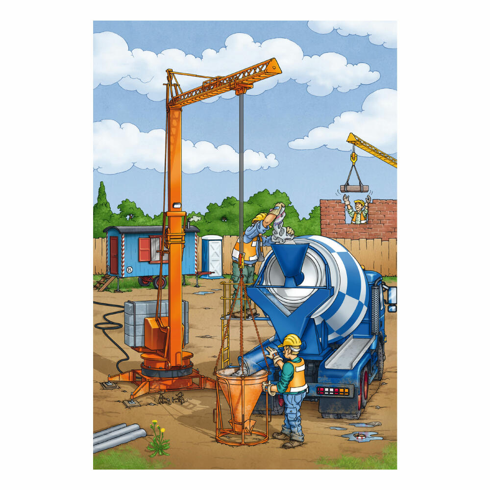 Schmidt Spiele Bagger Auf der Baustelle, Kinderpuzzle, 3 x 24 Teile, Puzzle, Puzzlespiel, Ab 3 Jahren, 56200