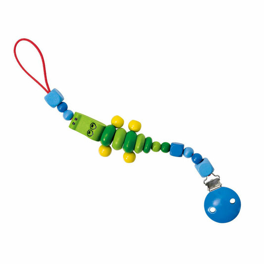 Selecta Toys Crocolini Pacifier Chain, Pacifier Chain, Baby Game, Baby Toy, Wood, 21 cm, 61019