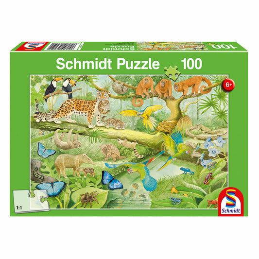 Schmidt Spiele Animals in the Rainforest, 100 puzzle pieces, children's puzzle, puzzle, 1 player, 56250