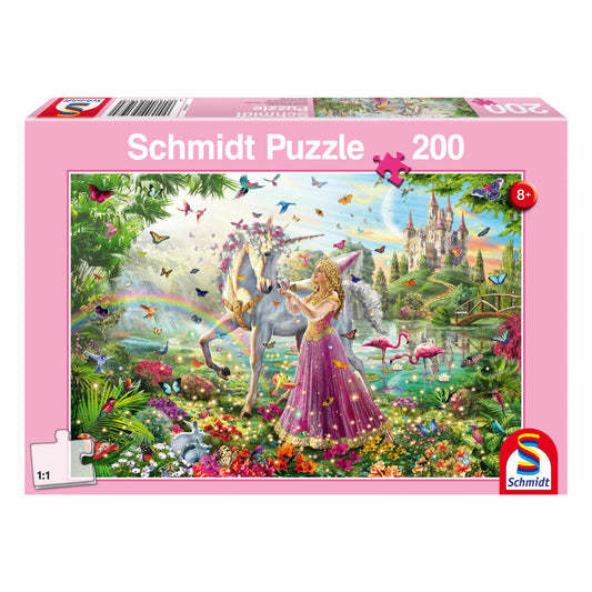 Schmidt Spiele Einhorn Schöne Fee im Zauberwald, Kinderpuzzle, 200 Teile, Puzzle, Puzzlespiel, Ab 8 Jahren, 56197