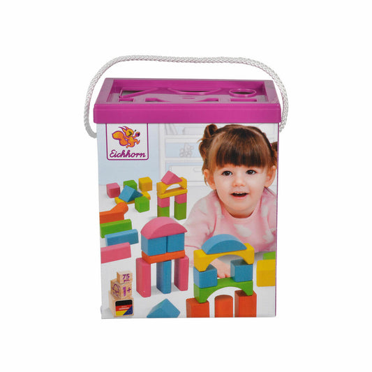 Eichhorn Colorful Wooden Building Blocks, 75 pcs., Building Blocks, Construction Toys, Wooden Toys, Wooden Toys, 100088011