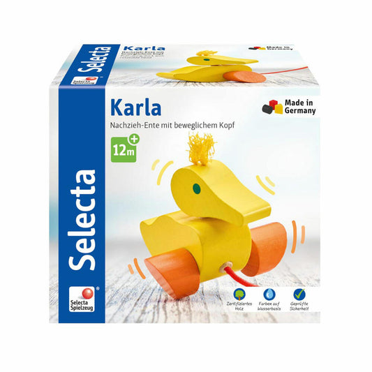 Selecta Spielzeug Karla pull-along duck, push toy, toddler game, toddler toy, wood, 10 cm, 62001