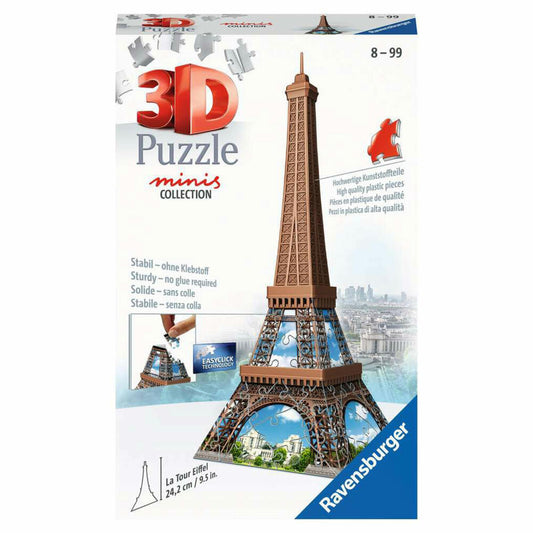 Ravensburger 3D Puzzle Mini Eiffel Tower, three-dimensional puzzle, 54 pieces, 12536