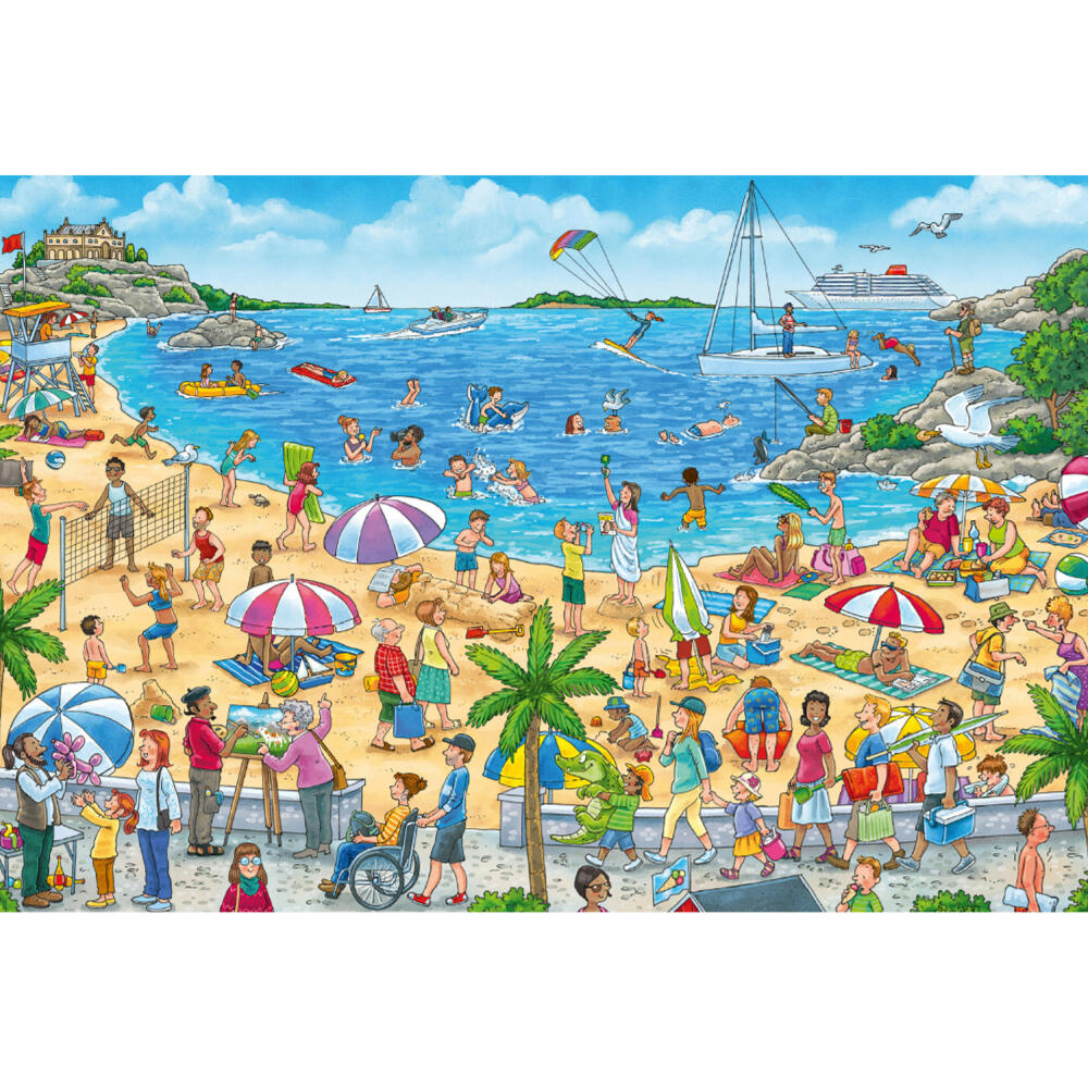 Schmidt Spiele Wo ist das kleine Segelboot?, Kinderpuzzle, Kinder Puzzle, Kinderpuzzles, 3 x 24 Teile, 56418