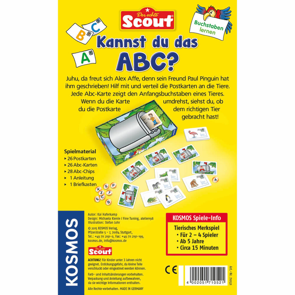 KOSMOS Children's Games Scout Can you do the ABC?, children's game, memory game, game for children, learn the alphabet, from 5 years, 710521