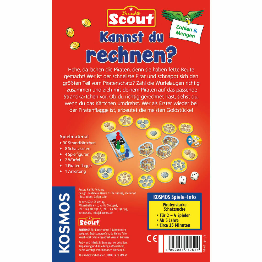 KOSMOS Children's Games Scout Can you count?, pirates, treasure hunt, math game, game, from 5 years, 710514