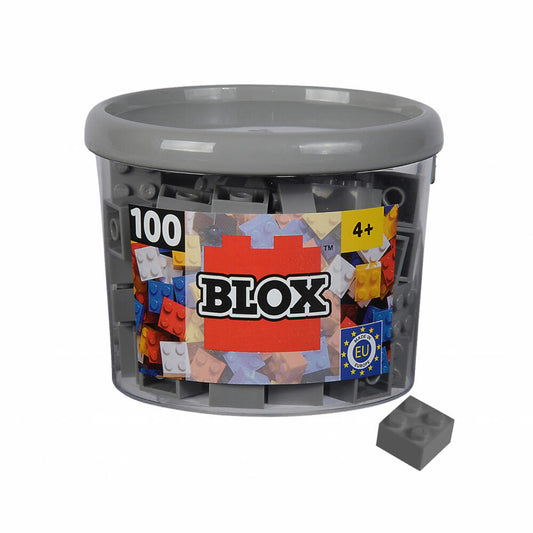 Simba Blox 100 Graue 4er Steine in Dose, Bausteine, Klemmbausteine, Spielzeug, kompatibel mit bekannten Spielsteinen, 100 Stück, 104114534
