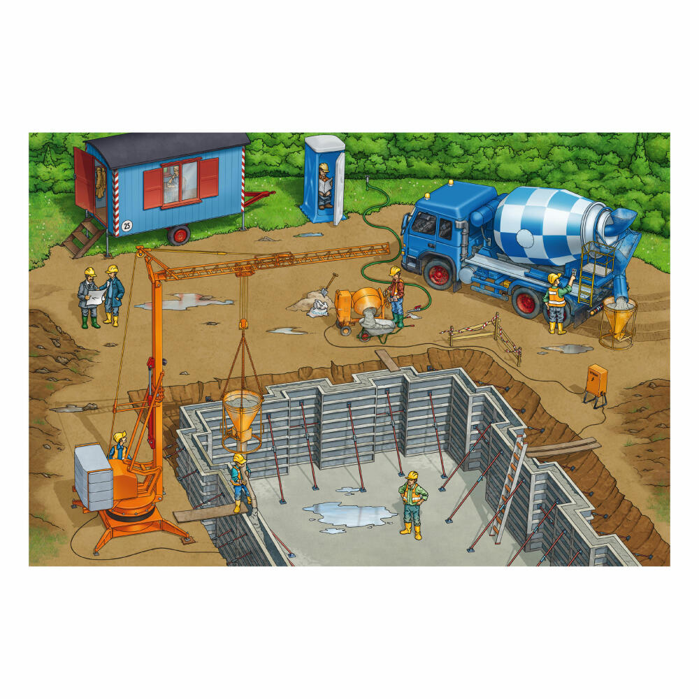 Schmidt Spiele Bagger Auf der Baustelle, Kinderpuzzle, 3 x 24 Teile, Puzzle, Puzzlespiel, Ab 3 Jahren, 56200