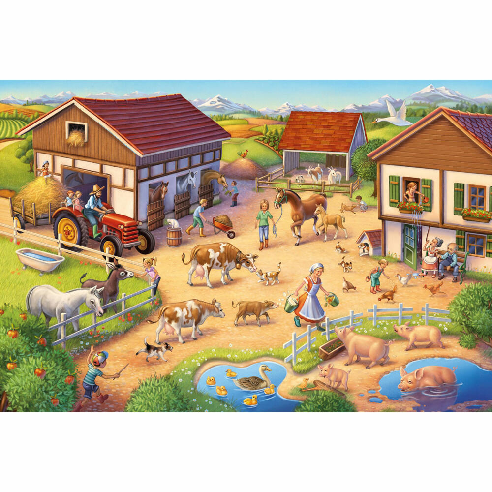 Schmidt Spiele Funny Farm, with Add-On, Children's Puzzle, Children's Puzzle, Children's Puzzles, 40 Pieces, 56379