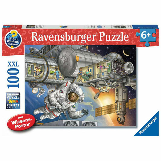 Ravensburger children's puzzle Why? How? What for? On the space station, children's puzzle, puzzles, 100 pieces XXL, from 6 years, 13366