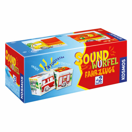KOSMOS Kinderspiele Soundwürfel Fahrzeuge, Würfel mit Geräuschen, zur Förderung von Feinmotorik und Beobachtungsvermögen, Nachahmung von Geräuschen, ab 2 Jahren, 697372