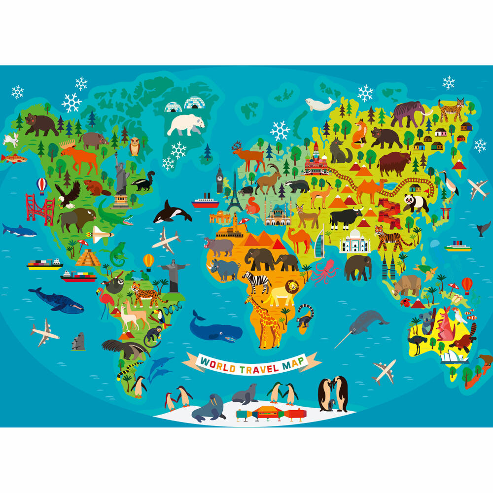 Ravensburger Animal World Map, Children's Puzzle, Children's Puzzle, 150 Pieces, 13287