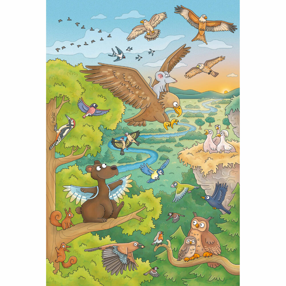 Schmidt Spiele Mauseschlau &amp; Bärenstark Journey into nature, with add-on, children's puzzle, children's puzzle, children's puzzles, 3 x 48 pieces, 56413