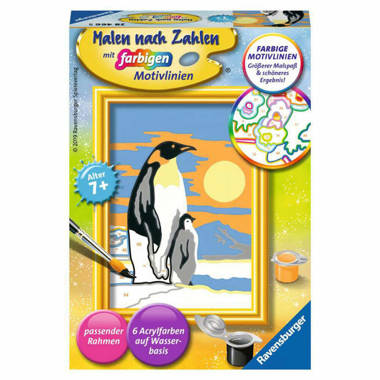 Ravensburger Malen nach Zahlen Süße Pinguine D, Mal-Set für Kinder, 28466