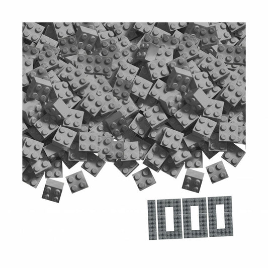 Simba Blox 1000 Graue 4er Steine lose, Bausteine, Klemmbausteine, kompatibel mit bekannten Spielsteinen, 1000 Stück, 104114554