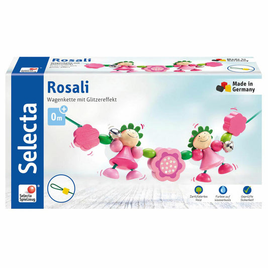 Selecta Spielzeug Rosali Wagenkette, Wagenkette, Babyspiel, Babyspielzeug, Holz, 63 cm, 61015