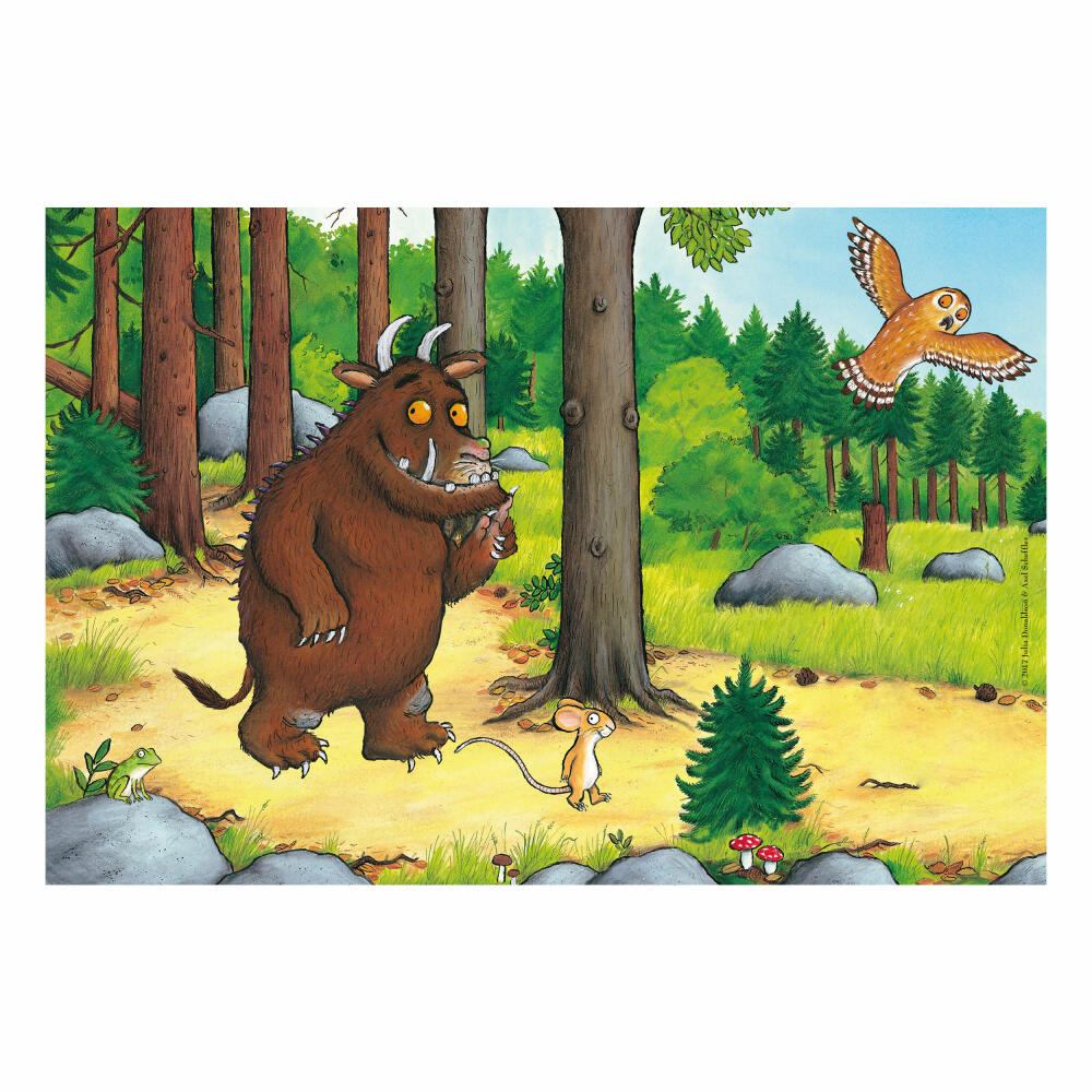 Schmidt Spiele Grüffelo Wer hat Angst vorm Grüffelo, Kinderpuzzle, 3 x 48 Teile, Puzzle, Puzzlespiel, Ab 4 Jahren, 56211