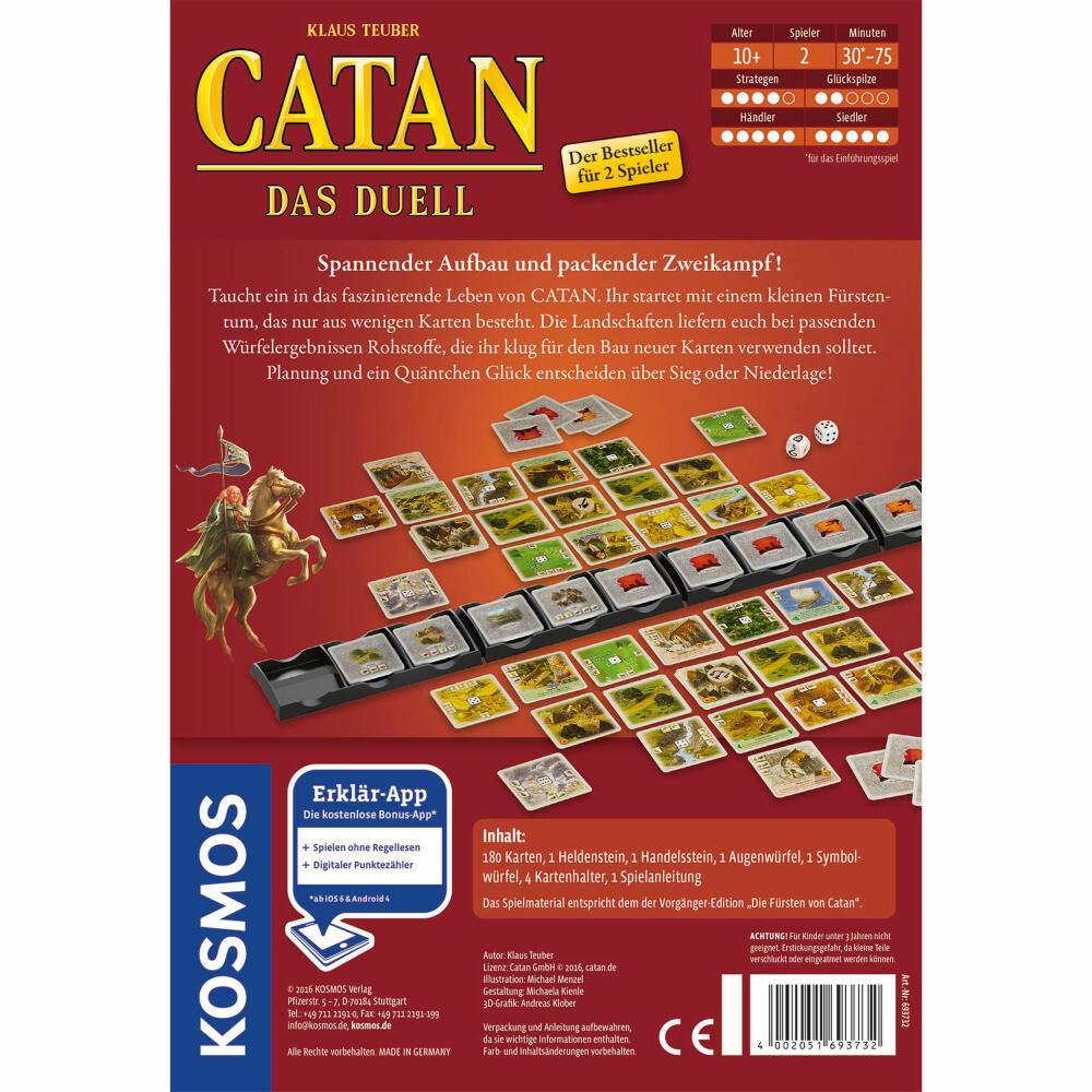 KOSMOS Catan - The Duel, strategy game, strategy and adventure, game with cards, ages 10 and up, 693732
