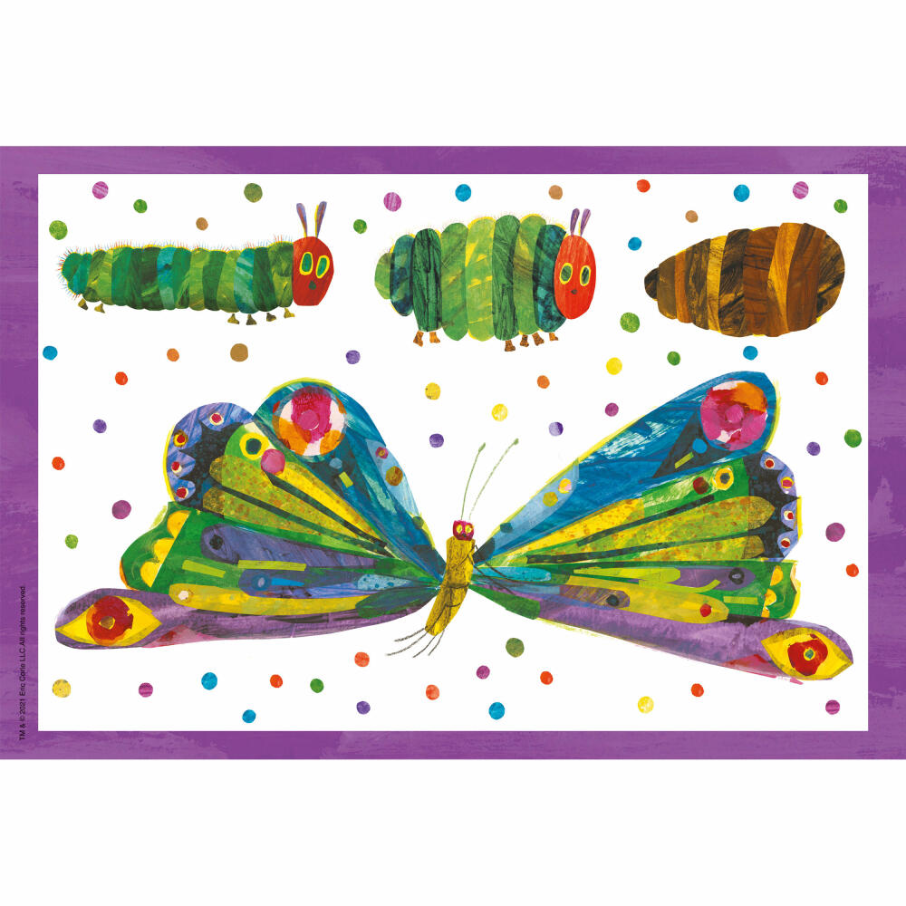 Schmidt Spiele The Very Hungry Caterpillar Caterpillar-Cocoon-Butterfly, Children's Puzzle, Children's Puzzles, 3 x 24 pieces, 56430