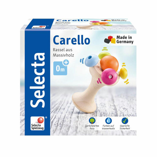 Selecta Spielzeug Carello Gripping Toy, Gripping Toy, Baby Game, Baby Toy, Wood, Orange, 12 cm, 61061