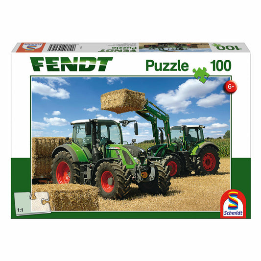 Schmidt Spiele Fendt 724 Vario, Fendt 716 Vario with front loader Cargo, 100 pieces, children's puzzle, children's puzzle, 56256