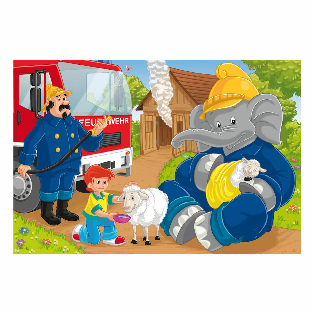 Schmidt Spiele Benjamin Blümchen In Aktion, Kinderpuzzle, 3 x 24 Teile , Puzzle, Puzzlespiel, Ab 3 Jahren, 56207