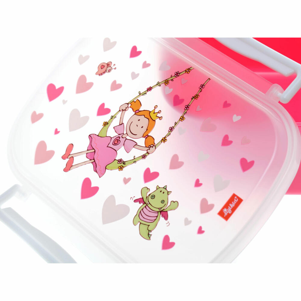 sigikid Brotzeitbox Prinzessin Pinky Queeny, Brotbox, Brotdose, Butterbrotdose, Vesperdose, Kinder, Kunststoff, Rosa, 24472