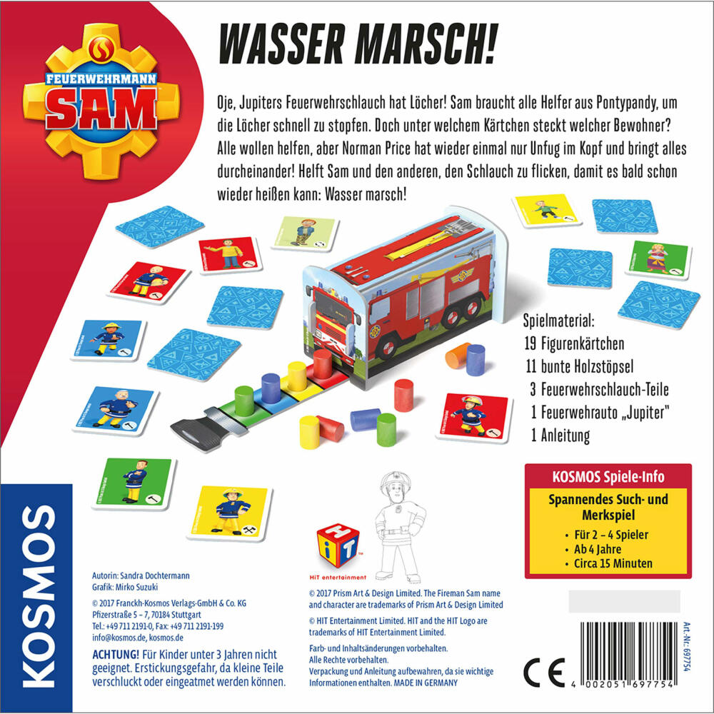 KOSMOS children's games Fireman Sam - Water March!, board game, game for children, from 4 years, 697754