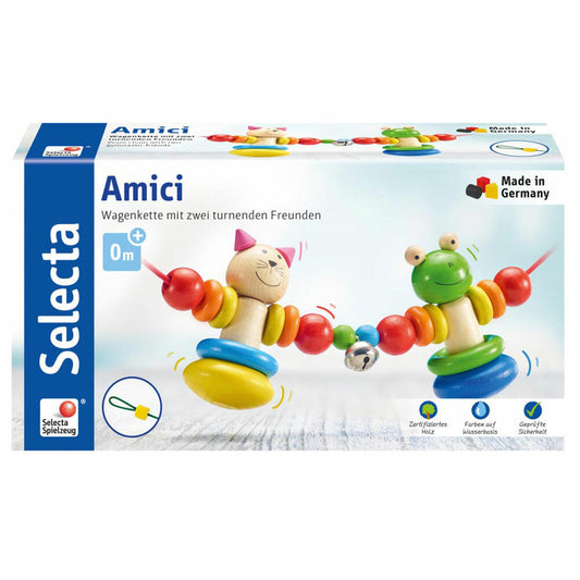 Selecta Spielzeug Amici Wagenkette, Wagenkette, Babyspiel, Babyspielzeug, Holz, 63 cm, 61017