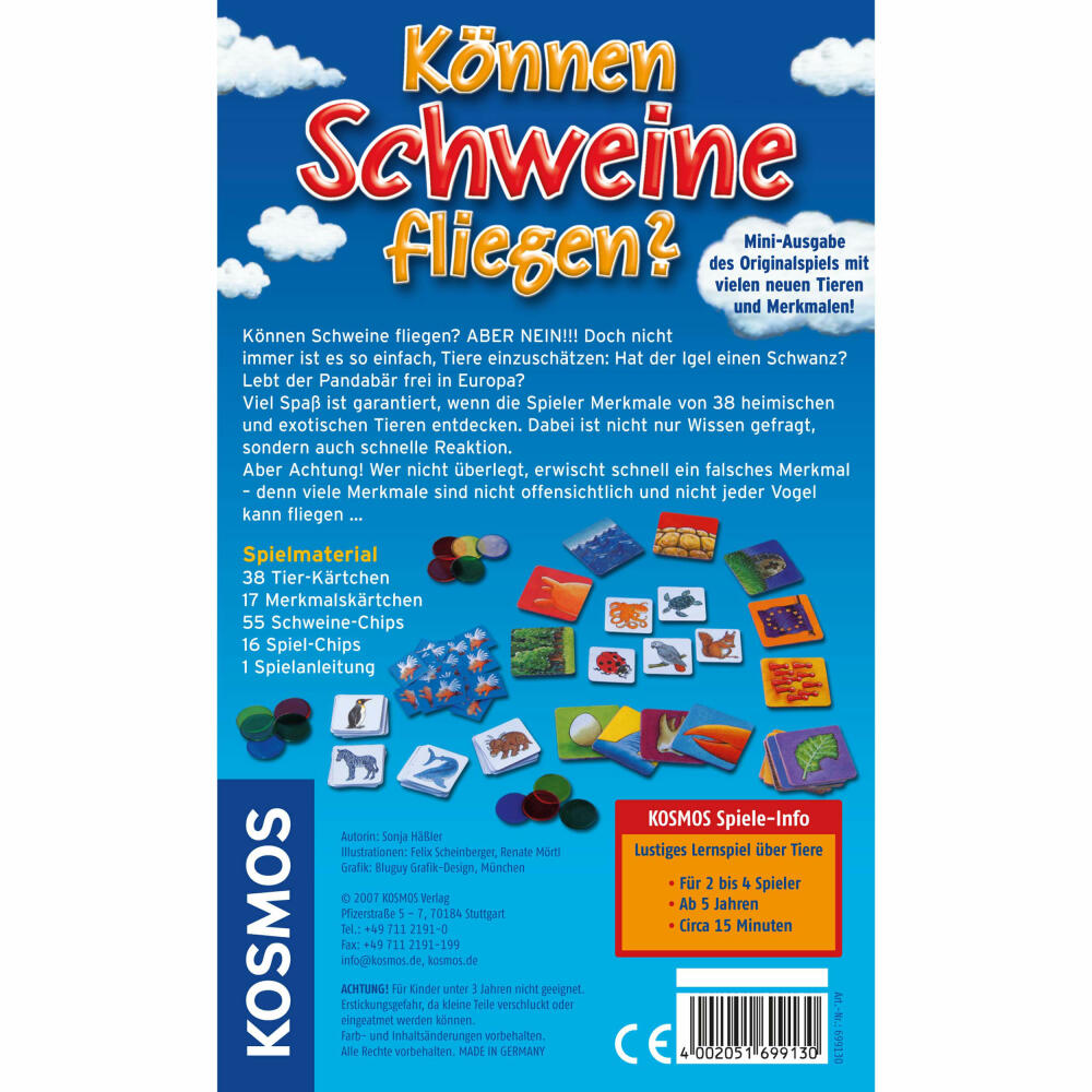 KOSMOS Children's Games Can Pigs Fly? - Bring Along Game, Children's Game, Recognize Animals and Their Characteristics, Ages 5 and Up, 699130