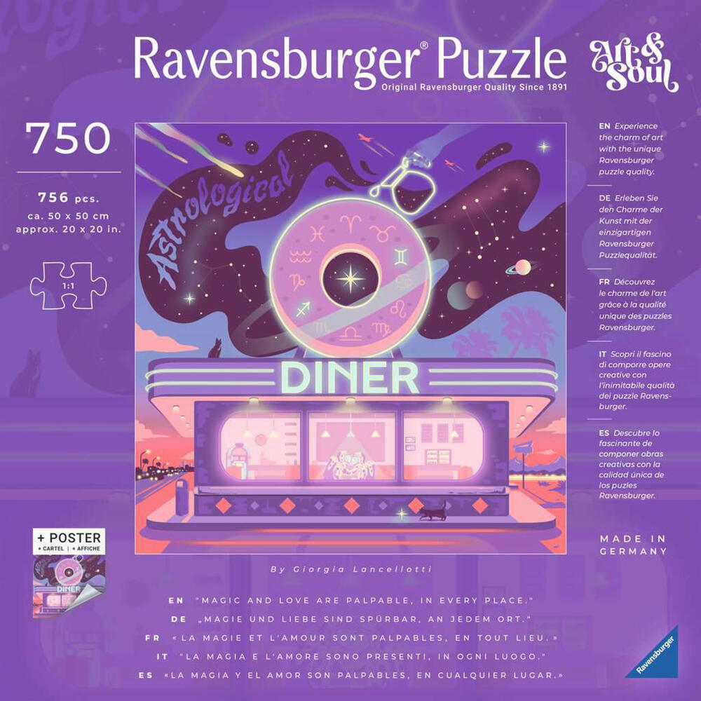 Ravensburger Art&Soul Astrological Diner, 750 Teile, Erwachsenenpuzzle, Puzzle für Erwachsene, 12001000