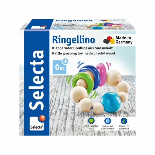 Selecta Ringellino, rattling grasping toy, grasping ring, grasping toy, wooden toy, 8.5 cm, 61070